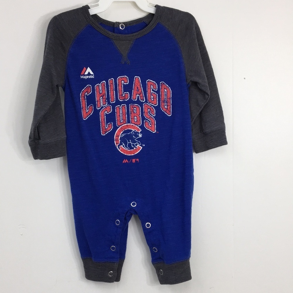 Majestic Boys Chicago Cubs Romper Outfit Size 3-6 Months EXCELLENT Condition